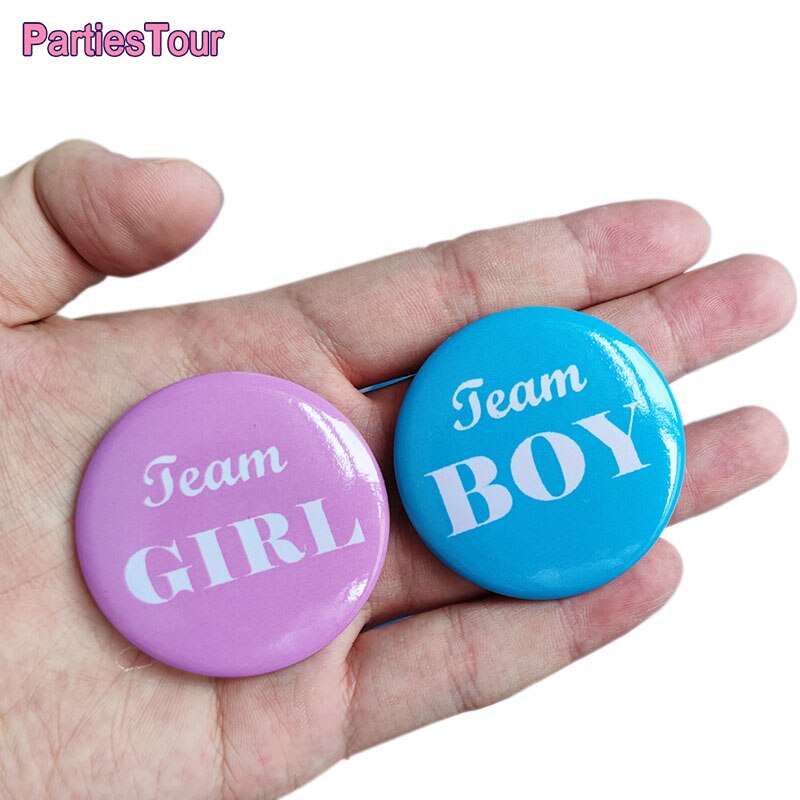 Team Boy Team Girl Gender Reveal Badges Boy or Girl Tinplate Button Badge Decoration Party Buttons Sticker Welcome Baby Shower