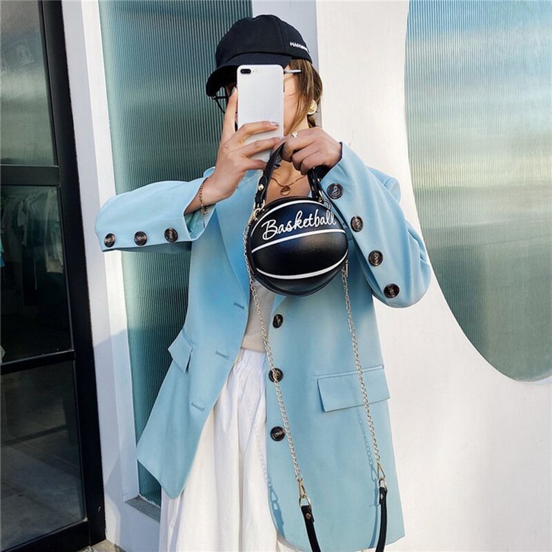 Persönlichkeit weibliche leder Runde Basketball tasche neue geldbörsen für jugendliche frauen umhängetaschen kette Hand taschen