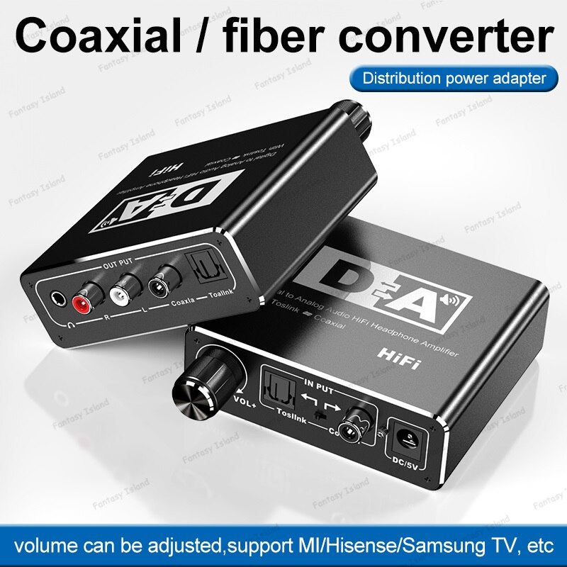 HW-30DA Digital to analog fiber converter coaxial to 5.1 channel audio decoder 3.5 headphone with adjustment