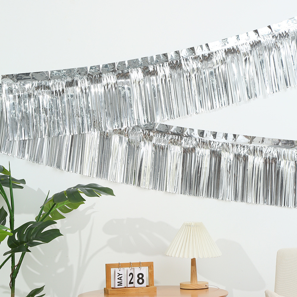 Guirnalda de flecos de aluminio, banderines de 30x300CM para colgar en la pared, cortina, telón de fondo, decoración para boda, de cumpleaños: L / Verde claro