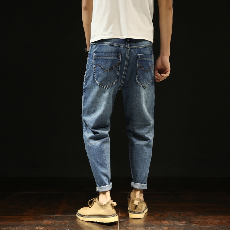 Harem jeans mannen harembroek mannelijke plus size losse casual broek denim homme 100% katoen Plus size volledige lengte mens broek