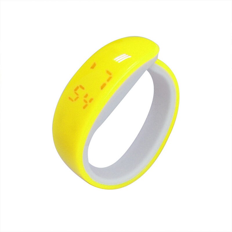 Women Men Sport Date Waterproof Wristband LED Plating Bracelet Digital Wrist Watch: Yellow