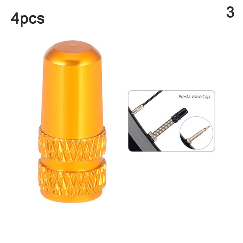 4pcs Aluminum Bicycle Tire Valve Cap Ultralight Mountain Road Bike Tyre Cap Schrader/Presta Tire Valve Protector MTB Accessories: A3