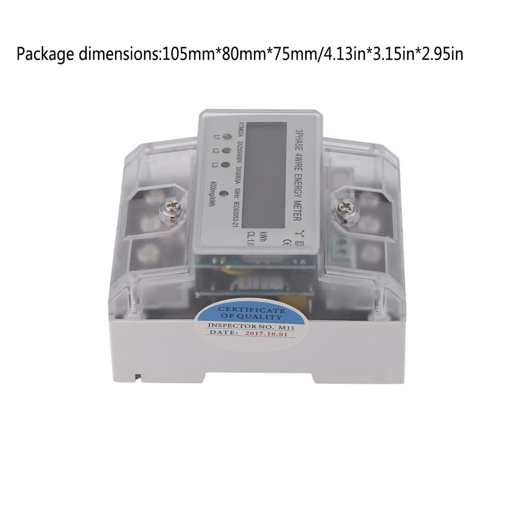 Digital LCD 3x20(80A) Energiemeter Electronic Meter Three Phase Four Wire DIN-Rail KWh Electronic Energy Meter Measuring Tools