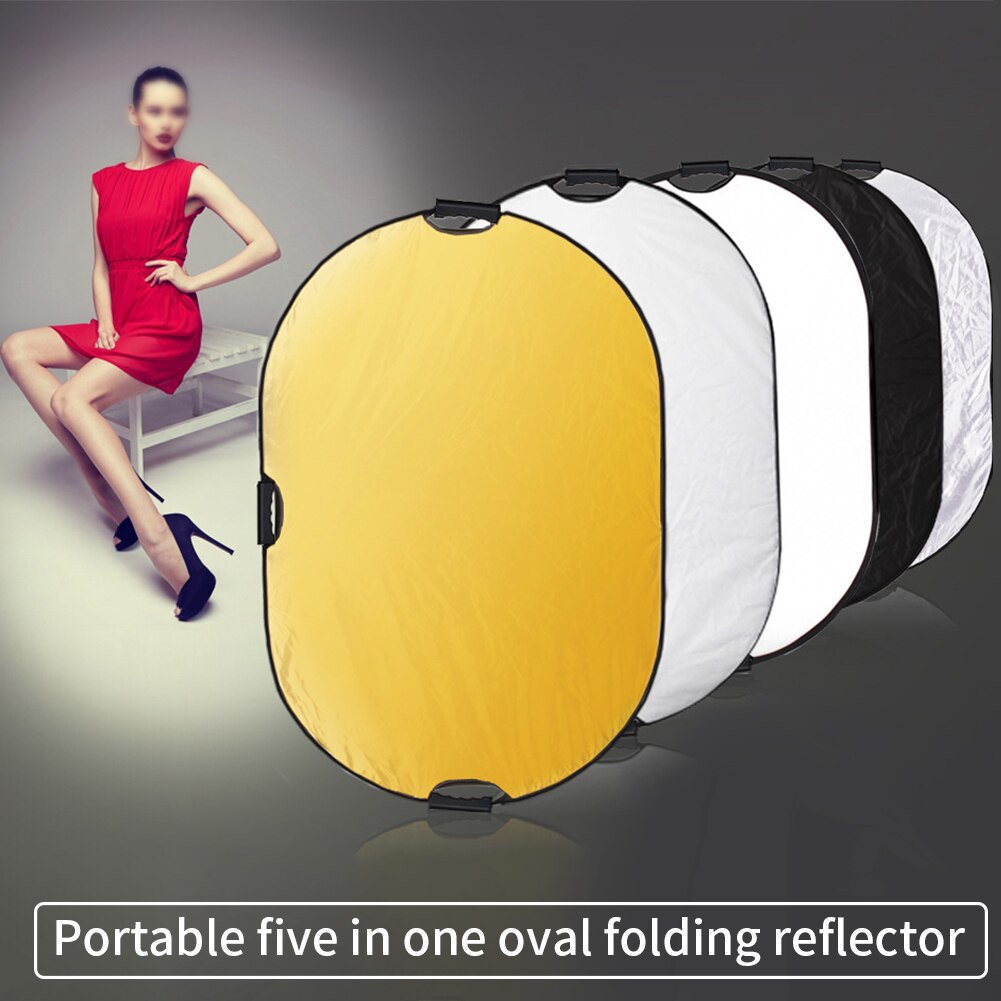 5 In 1 Multi Disc Non-Slip Photography Lighting 80x120cm Oval Collapsible Ergonomics Photo Studio Reflector Outdoor With Handle