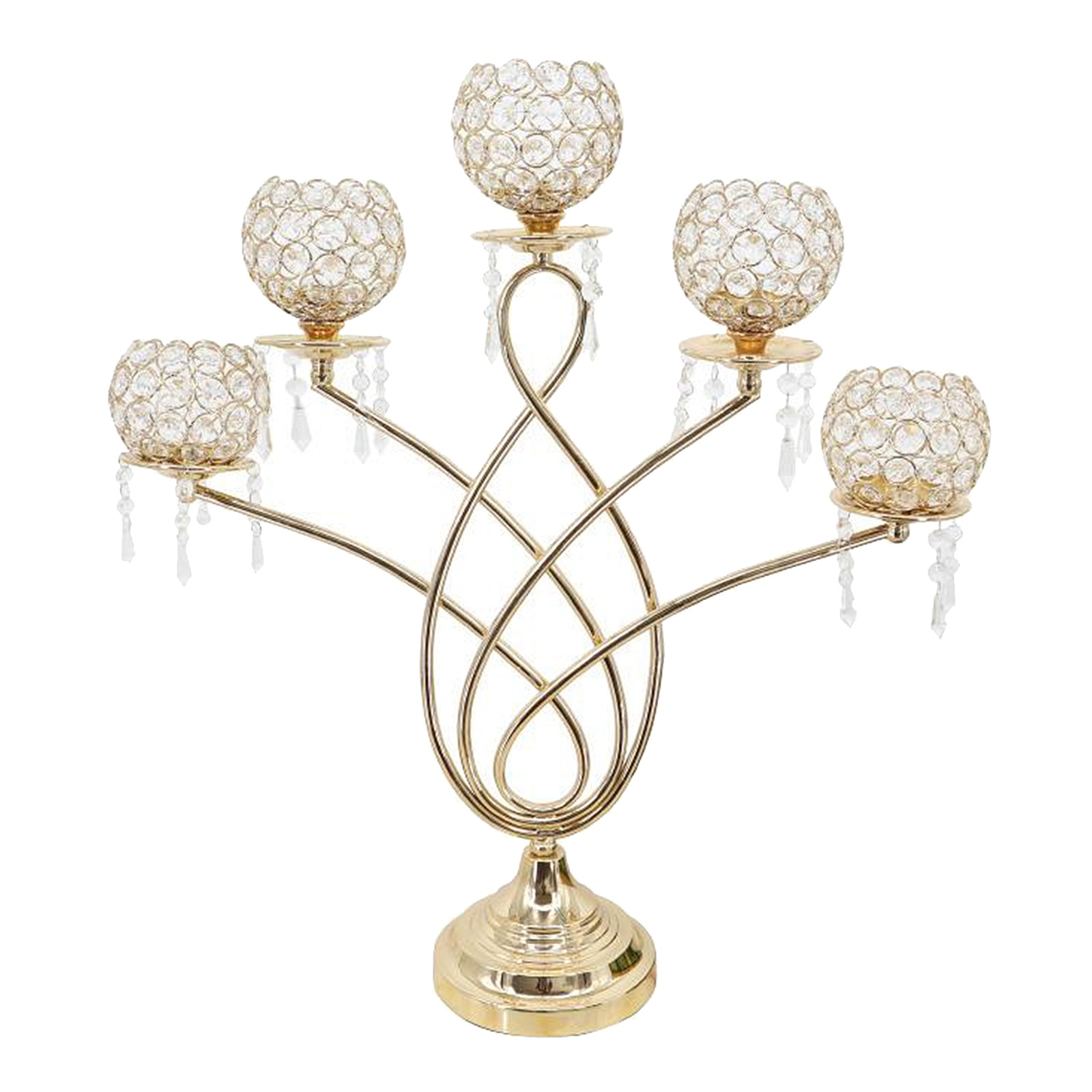 5 Arms Candelabras Crystal Candle Holders for Wedd... – Grandado