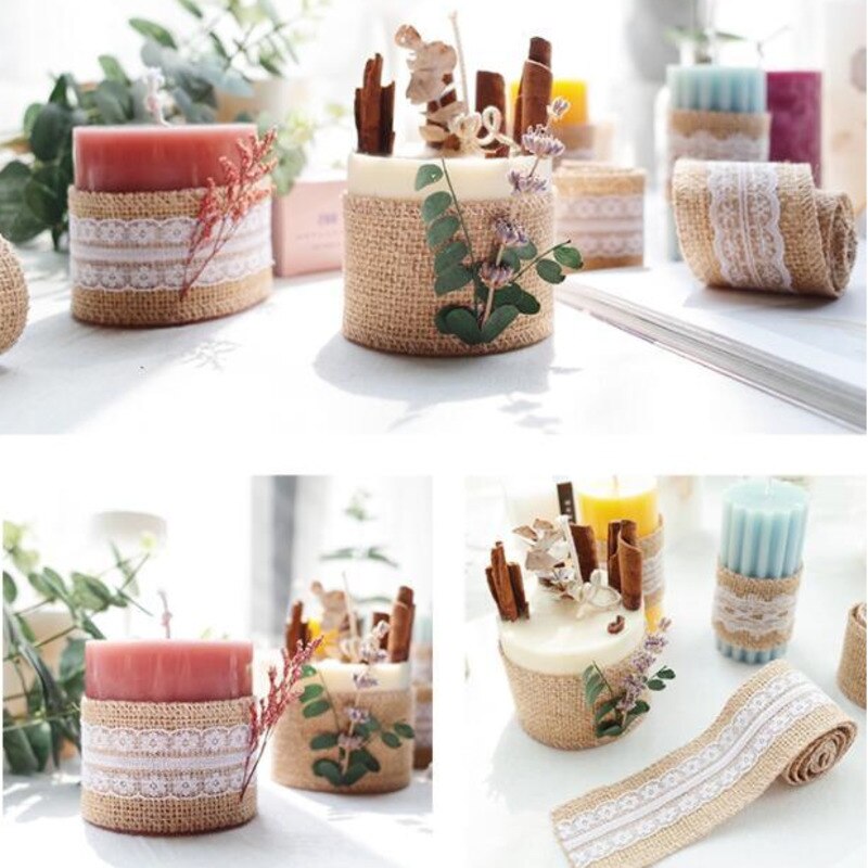Vela de lino de encaje diy, Vela decorativa de lino para manualidades de encaje, embalaje de vela para aromaterapia, velas de material diy