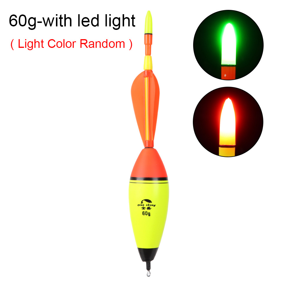 Flotteur de pêche lumineux, avec aile rotative, élastique, en mousse, 40g – 100g: 60g-with led light