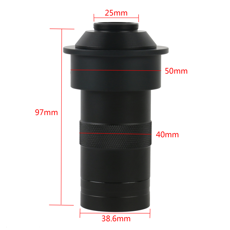 130X 100X Adjustable Zoom C Mount Lens Glass Magnification Eyepiece For VGA HDMI USB CCD CMOS Industry Video Microscope Camera: 100X 50mm