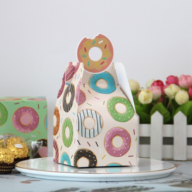 6PCS Donuts Paper Bags Candy Cookies Packaging DIY Kraft Boxes Kids Birthday Party Decoration Wedding Supplies: 6pcs F