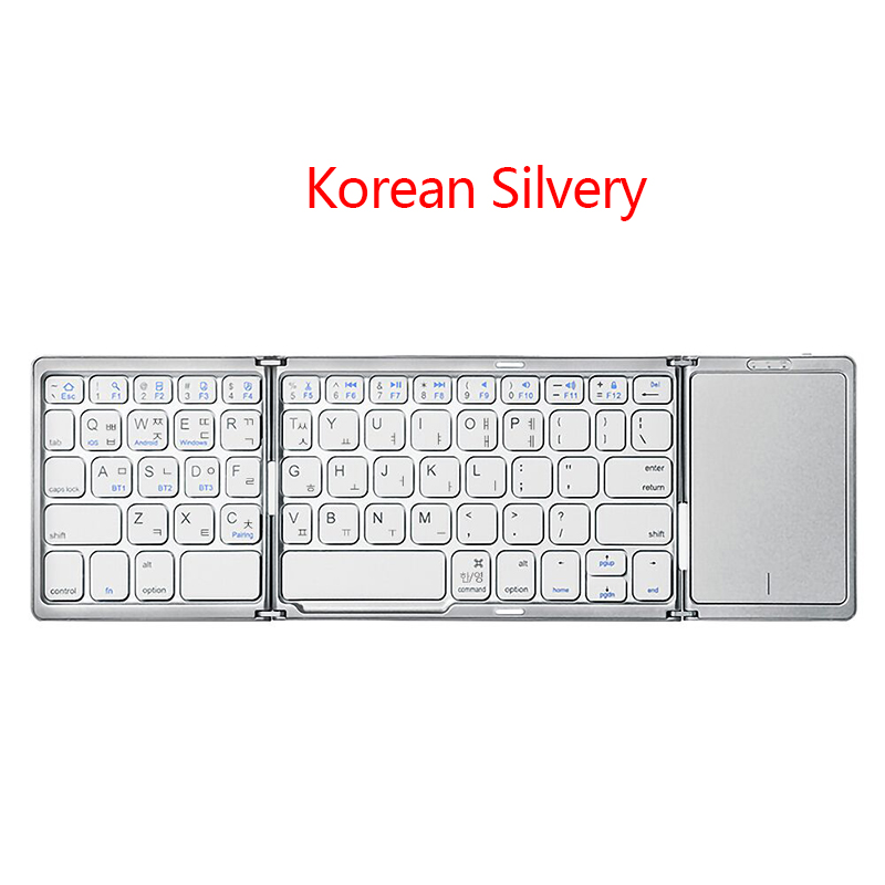 Mini teclado plegable portátil en inglés coreano, teclado inalámbrico Bluetooth para IOS, Android, Windows, iPad, tableta, teléfono한40.: Transparente