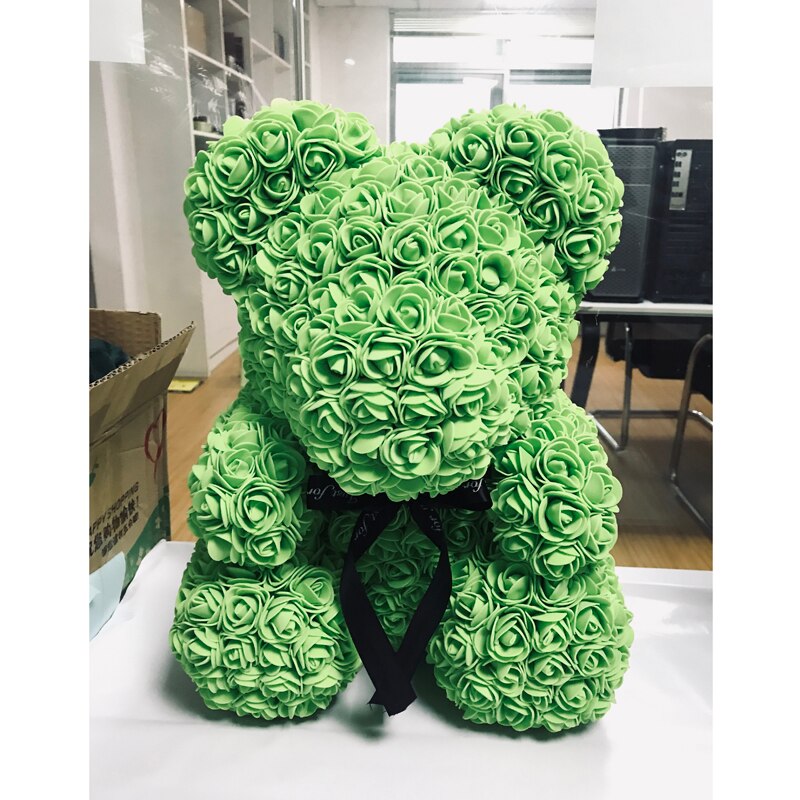 40cm Cute Rose Flower Teddy Bears Foam Bears Wedding Home Decorations Birthday Valentines's D Love Bear Dolls: Green