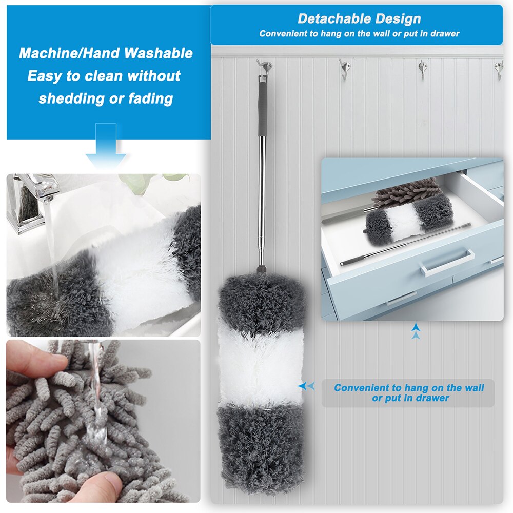 Microfiber Telescoping Duster Extendable Adjustable Washable Dust Trap Dusters Telescopic Bar Tools Cleaning Interior Ceilings