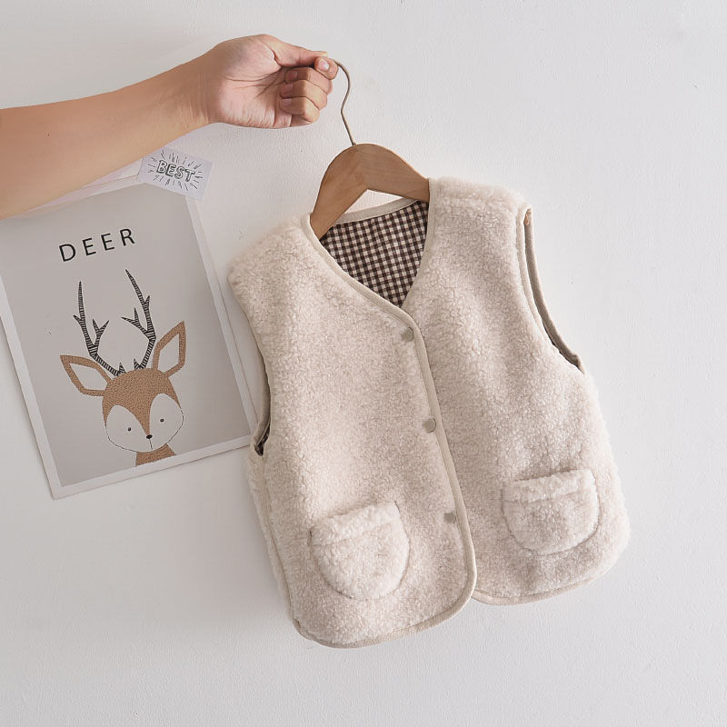 Chaleco superior para niños, primavera y otoño, Cachemira de cordero, chalecos para bebés y niñas, ropa para niños P5824
