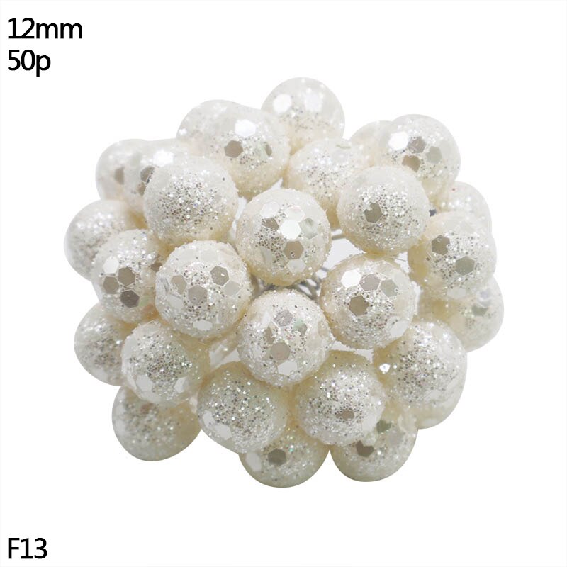 Artificial Flower Mini Stamen White Glass Berries Stamen For Wedding Party Home Decoration DIY Wreath Handmade Craft Accessories: F13