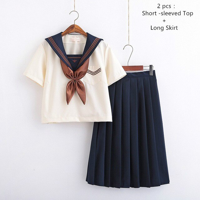 Japanese School Uniforms Sailor Suit Jk Uniforms College Middle School Uniform for Girls Students Light Yellow Costume: S L suit / XL