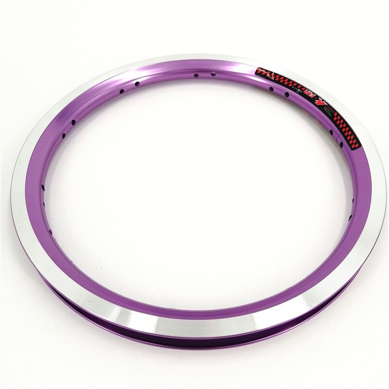 Litepro k-fun 16 tommer fælge 16 x 1.5/1.75 aluminiumslegering dobbeltvægsfælge 20 huls foldbare cykelfælge: Lilla  -20h 1 stk