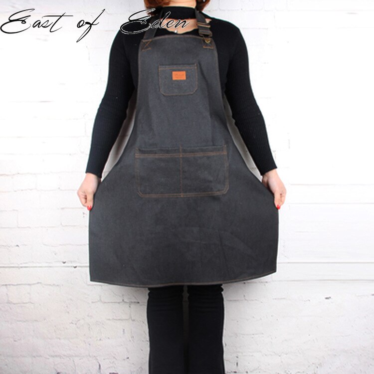 East of eden jeansförkläde förtjockning kök kafé tebutik män och kvinnor overaller bbq förkläde