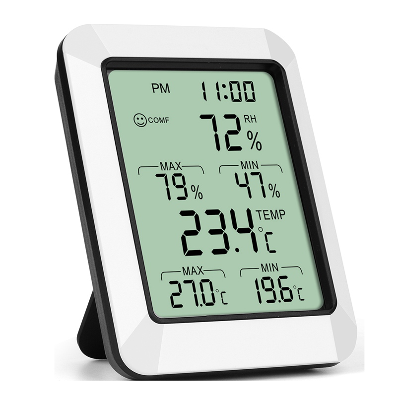 Grote Lcd Digitale Thermometer Hygrometer Wekker Max/Min Thermo-Hygrometer Thuiskantoor Indoor Temperatuur Vochtigheid Monitor