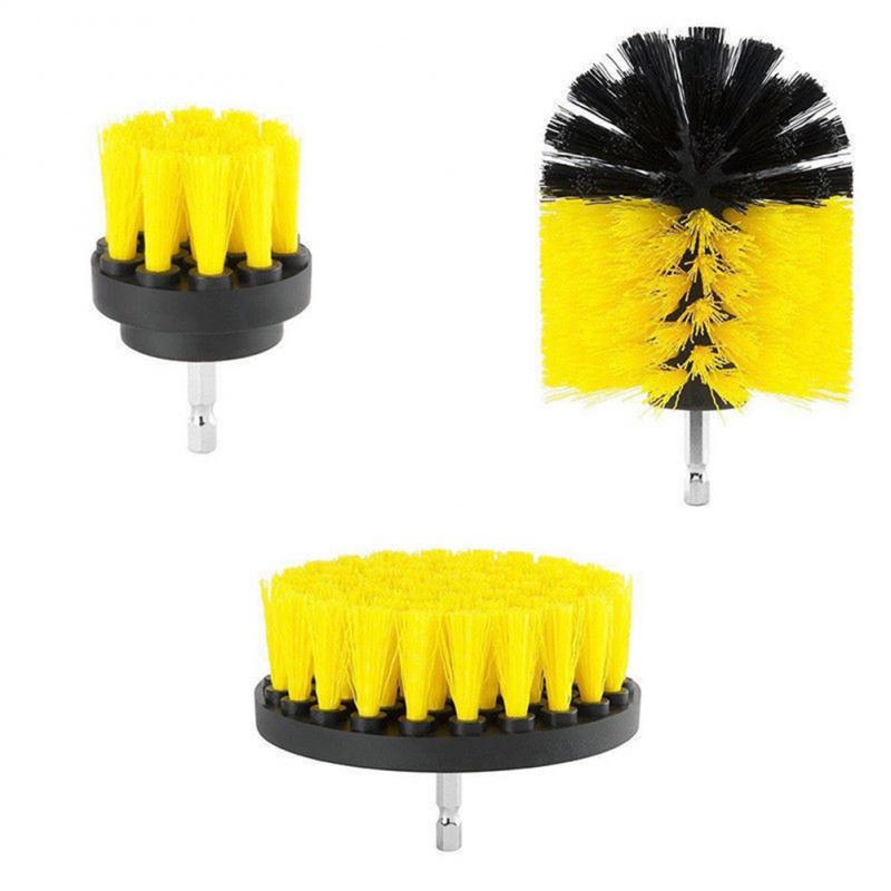 3Pcs/Set Power Scrubber Brush Set For Car Bathroom Drill Brushes Cordless Attachment Kit Power Toilet Brush Cleaning Brush: Yellow