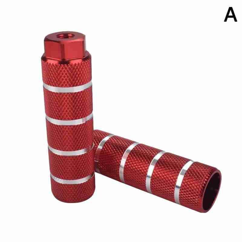 1 par cykelben mtb bmx cykellegering fodstuntpinde fodstøtte håndtag cylinder greb passer 3/8 '' aksel: Rød