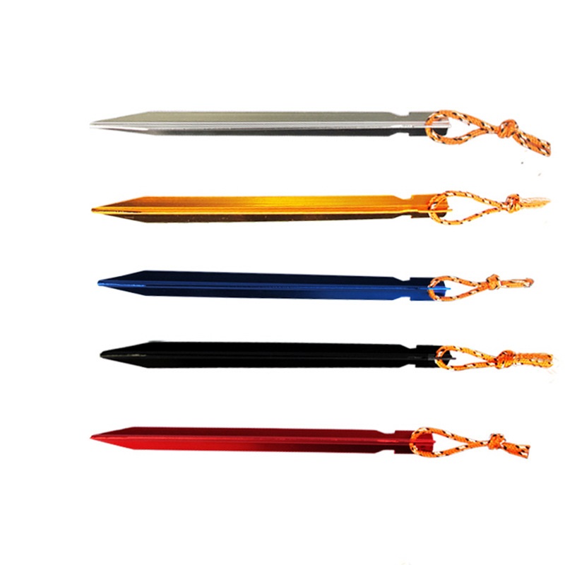 Lichtmetalen Tent Nagel 18Cm Aluminium Driezijdige Grondspijker Buitentent Pin Met Touw