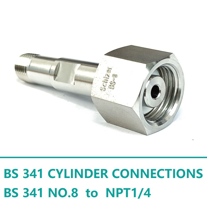 SS316L BS341 NO.3 BS341 4 6 8 14 15 Cylinder Valve Connection G5/8RHLH to NPT1/4 male Stainless Steel British Cylinder Fittings