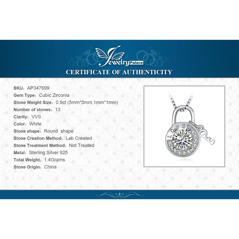Jewelrypalace Lock Toets Liefde 925 Sterling Zilveren Hanger Ketting Voor Vrouwen Zirconia Gesimuleerde Diamond Hanger Geen Ketting
