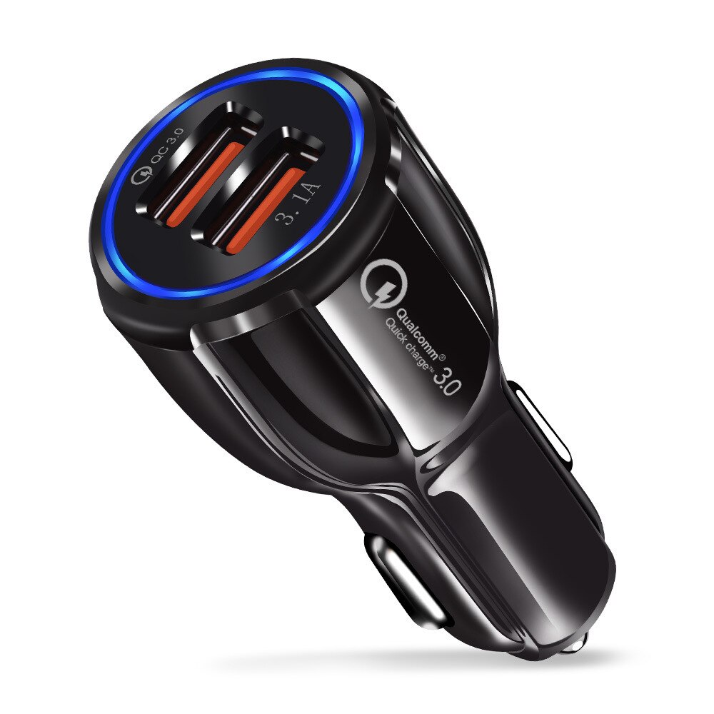 Carregador de carro útil usb carga rápida 3.0 para o telefone móvel duplo usb carregador de carro qc 3.0 adaptador de carregamento rápido mini usb carregador de carro