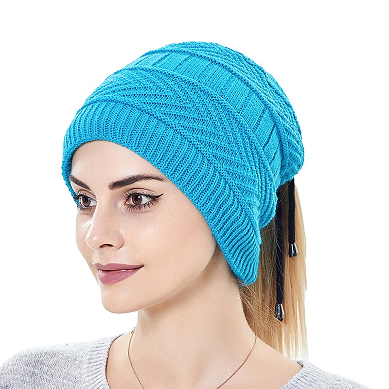 thumbnail image 2 of Bocianelli Womens High Messy Bun Beanie Hat With Ponytail Hole, Winter Warm Trendy Knit Ski Skull Cap 2 of 13