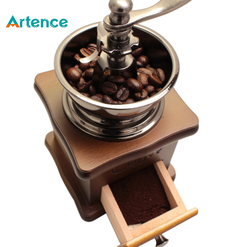 Klassieke Houten Handkoffiemolen Rvs Retro Koffie Spice Mini Braam Molen Wiel Machine