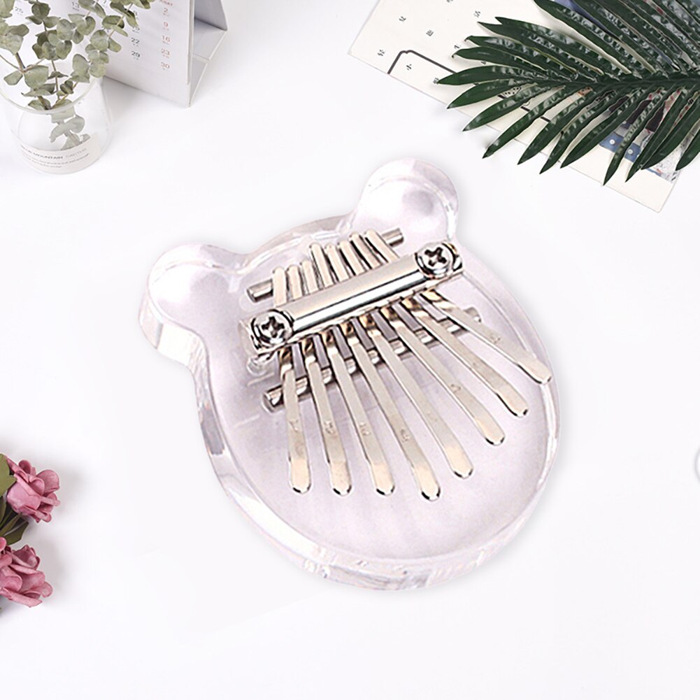 Mini Kalimba de 8 teclas Oreja de Gato, instrumento de música de pulgar transparente africano