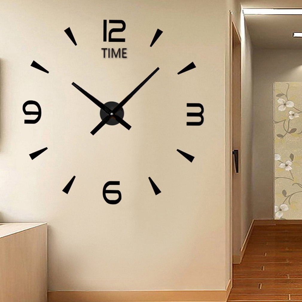 Wandklok Moderne Grote 3D Wandklok Spiegel Oppervlak Lijm Grote Diy Klok Voor Thuis Woonkamer Slaapkamer Kantoor Decoratie