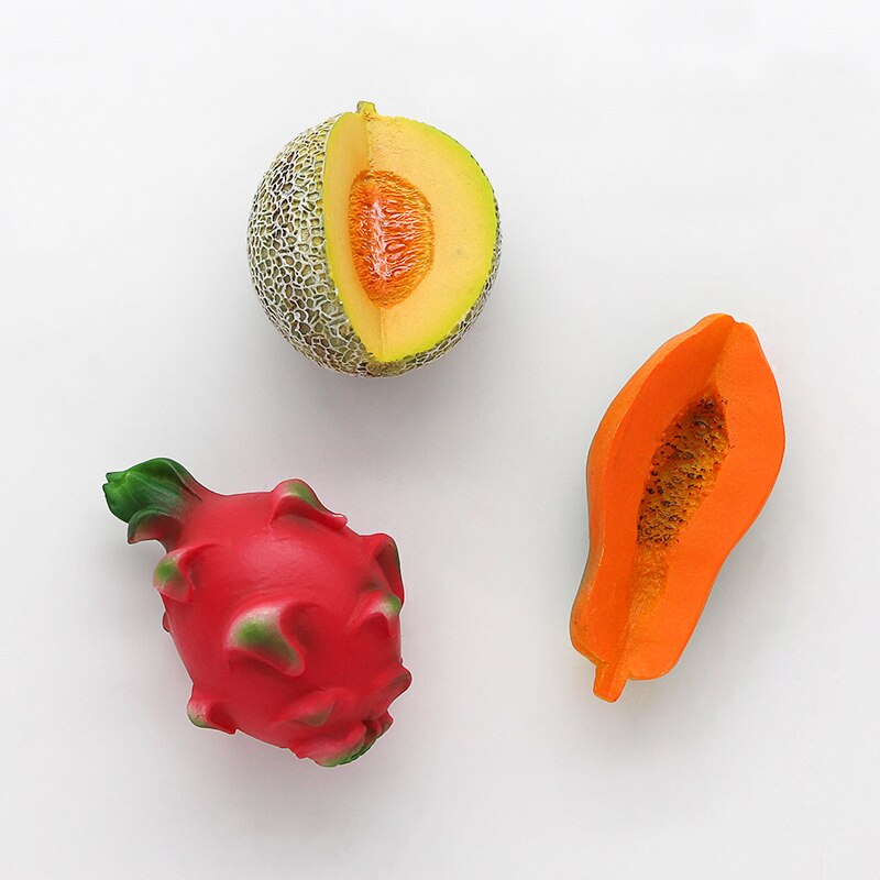 Simulation food 3D fridge magnets magnetic refrigerator paste fruit bread dragon fruit Hami melon ice cream egg home decoration