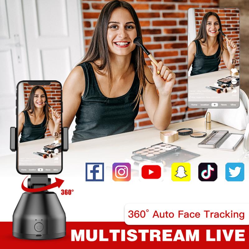 Cardán inteligente con seguimiento automático para cámara, soporte para teléfono, seguimiento facial automático, seguimiento de objetos, 360