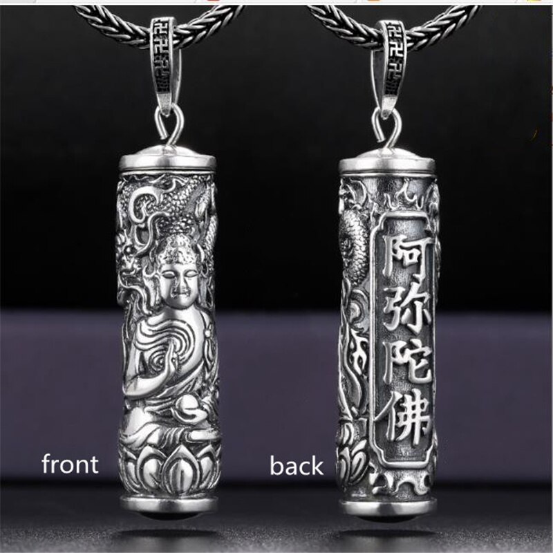 Collier avec pendentif bouddha Shurangama pour homme, chaîne de cou rétro, en argent, à la , d&#39;anniversaire pour garçon, 925: 3