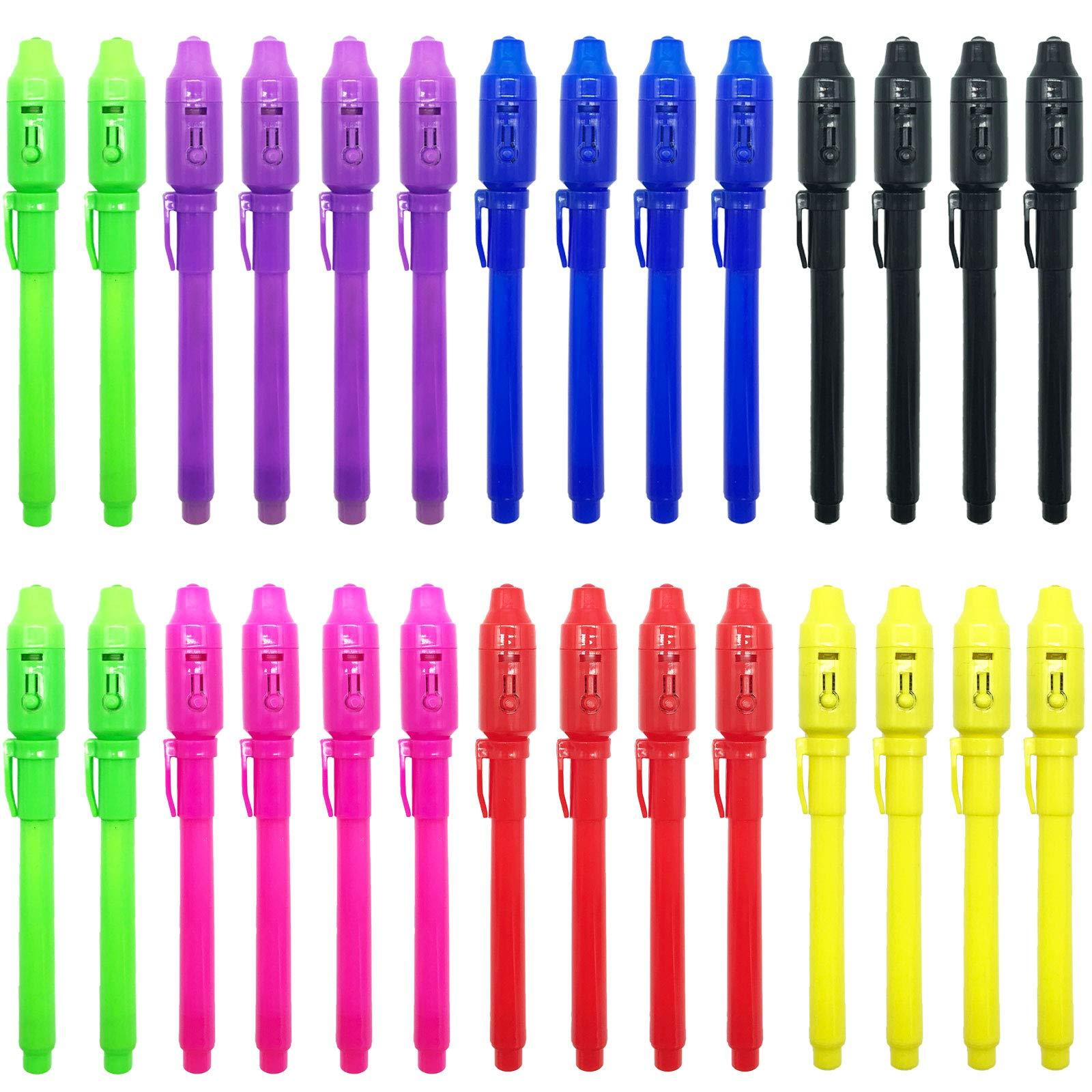 Stylo à encre Invisible avec lumière violette, gadget espion ninja pour écrire des messages secrets pour noël, Thanksgiving, d&#39;halloween: Style B 28 Pcs