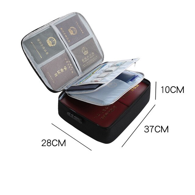 Wodoodporna torba do przechowywania dokumentów zamek szyfrowy etui na paszport komórka karta telefoniczna portfel przechowywanie biurowe akcesoria podróżne: D Black