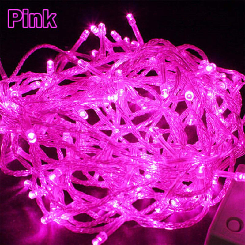 20M 200LEDs LED String Light AC220V AC110V 9 Colors Festoon lamps Waterproof Outdoor Garland Party Christmas Decoration: Pink / 20M (US 110V)