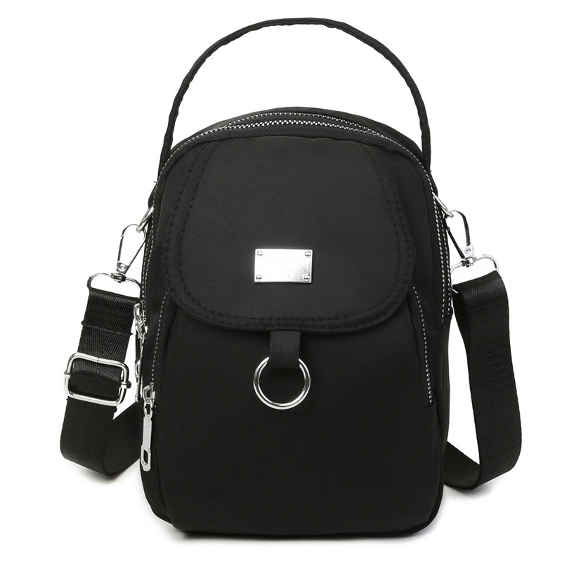 1pc dam casual messenger bag axelväska enfärgad multifunktionell handväska flerskiktad lätt oxfordväska crossbody: Rosa guld