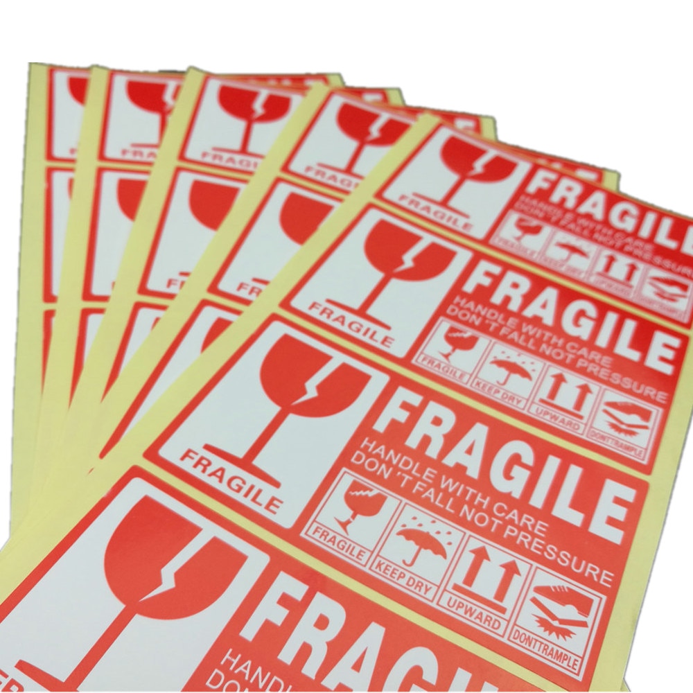 Fragile Warning Label Sticker 100pcs/lot 9x5cm Fragile Sticker Up and Handle With Care Keep Dry Express Label