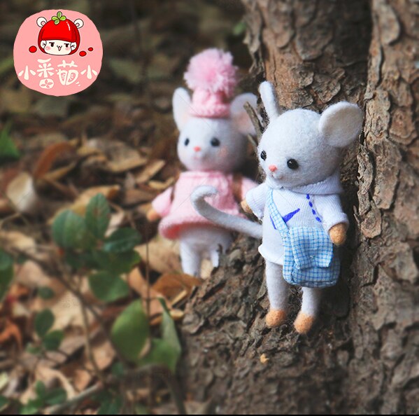 White mousewool needlepoint kit wool felt needle felting decoration craft needlecraft DIY handmade