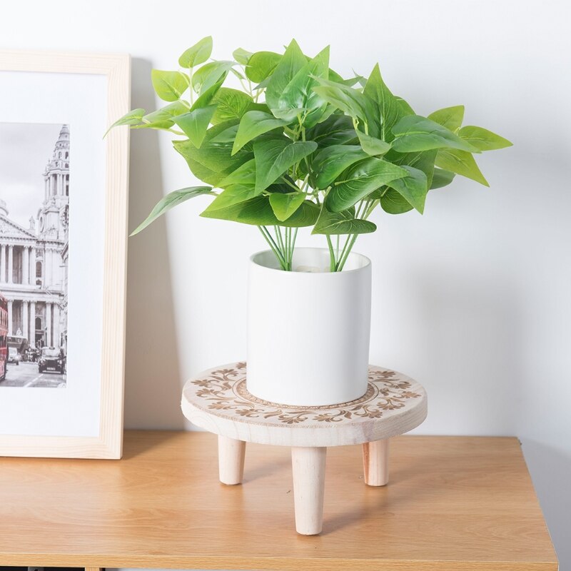 Tabouret en bois massif imprimé, Pot de fleurs, support de Base rond pour plantes et plantes succulentes, présentoir, tabouret pour la maison