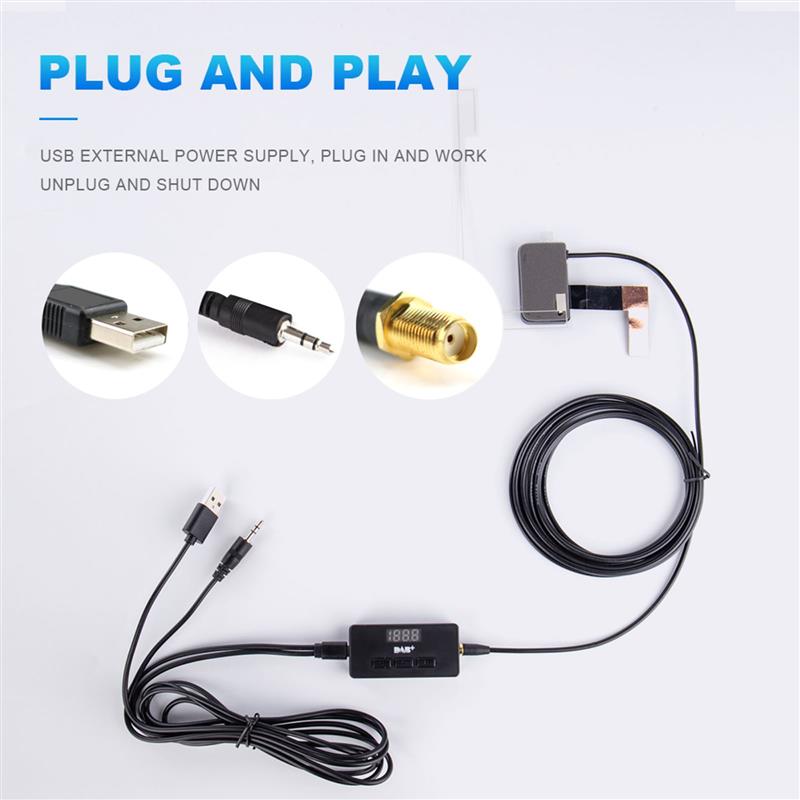 Car Digital Audio Broadcast Receiver DAB DAB+ Box Radio Receiver Adapter Portable Audio Broadcast Signal Adapter for Europe