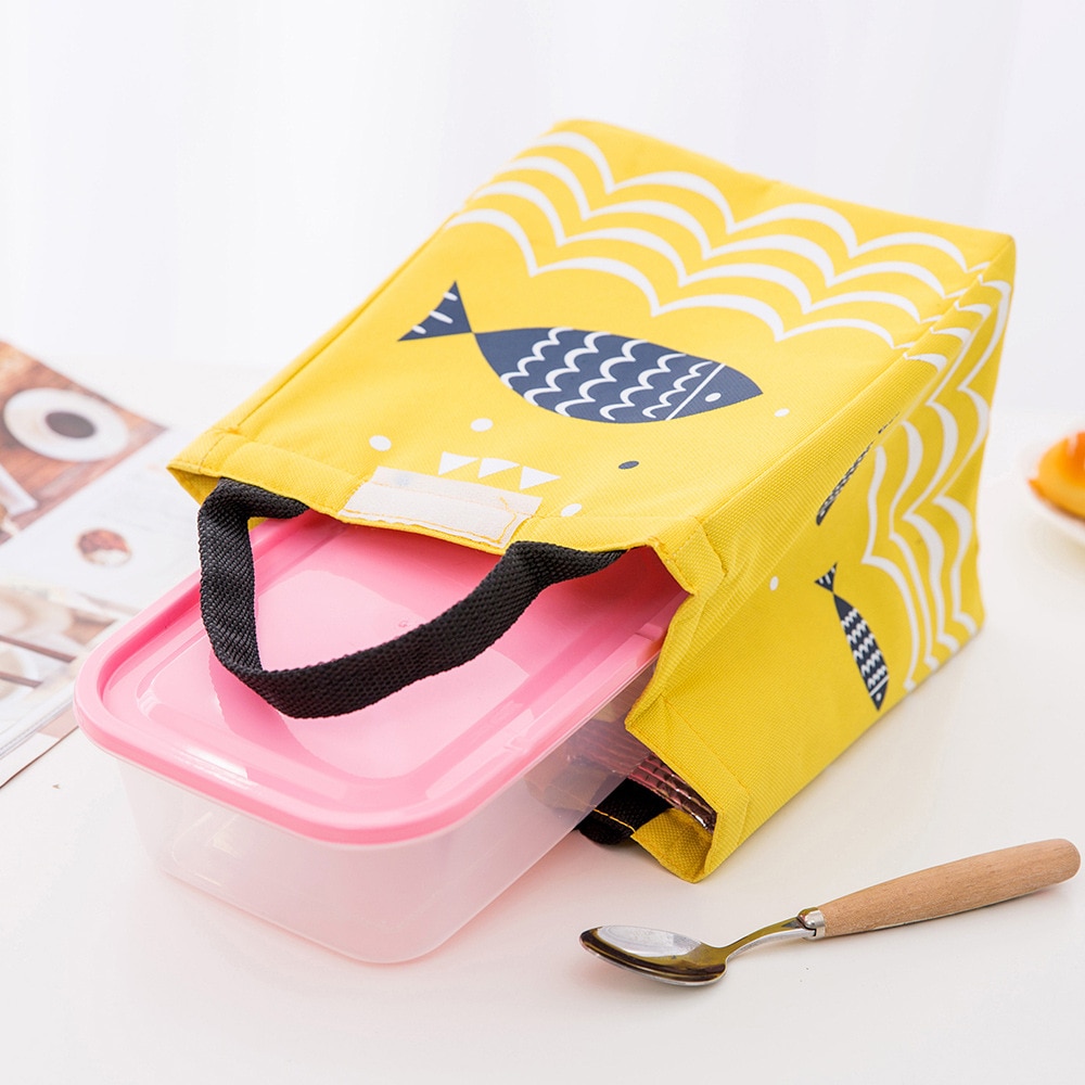 BONAMIE Sales! Waterproof Oxford Tote Lunch Bag Large Capacity Thermal Food Picnic Lunch Bags for Women kid Men Fish Pattern