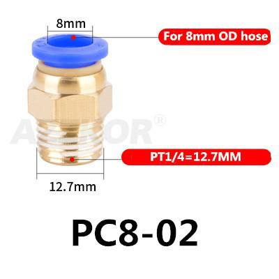5 kpl pc pneumaattinen letkuliitin ilmakompressorin osat suora työntöpaineilmaliitin 1/2 " 1/4 " 3/8 " 1/8 " m5 uros -4 6 8 10 12: Pc8-02