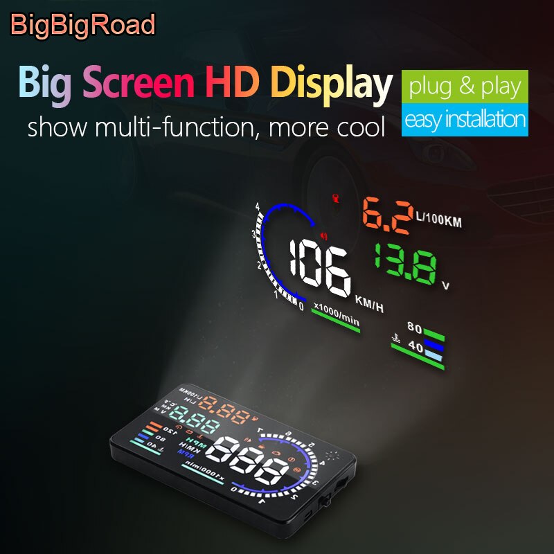 BigBigRoad Auto HUD Voorruit Projector Head Up Display Voor Peugeot 206 207 301 307 308 407 508 607 806 807 3008 OBD 2 II