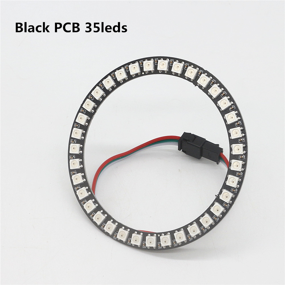 Individually Addressable WS2812B Pixel Ring 8/16/24/35/45Leds 5050 RGB Led Ring WS2812 IC BuiIt-in Led Module Pixel Strip Lights: 35 Leds Black