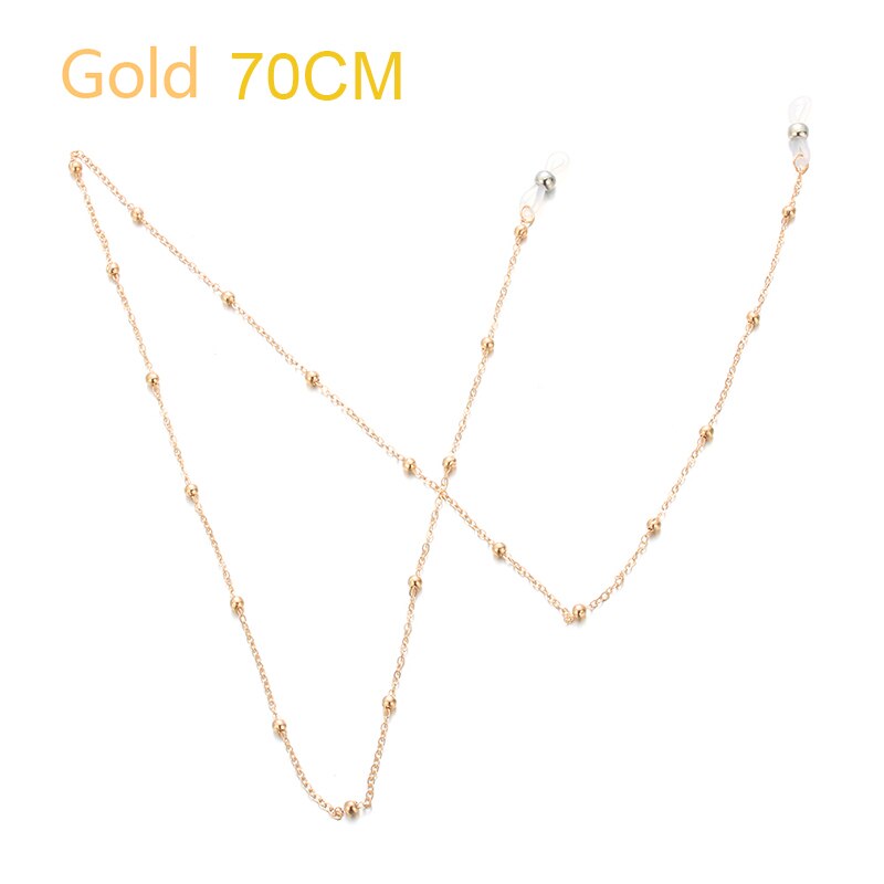Reading Glasses Chain for Women Metal Sunglasses Cords Beaded Eyeglass Lanyard Hold Straps Eyewear Retainer: GOLD