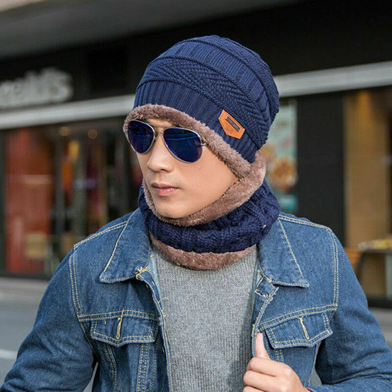 Juegos de gorro y bufanda abrigados de invierno para hombre, Set de bufanda de punto suave, gorros, gorros para mujer, gorros de punto Unisex, gorros de ganchillo, nueva
